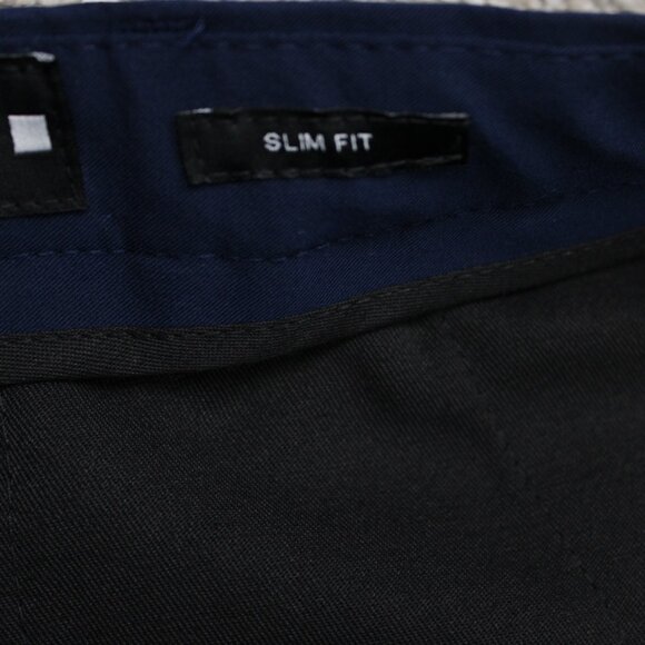 ZARA Dress Pants NWT Mens 32x32 Blue Polyester/Viscose Stretch Flat Front - Picture 12 of 15